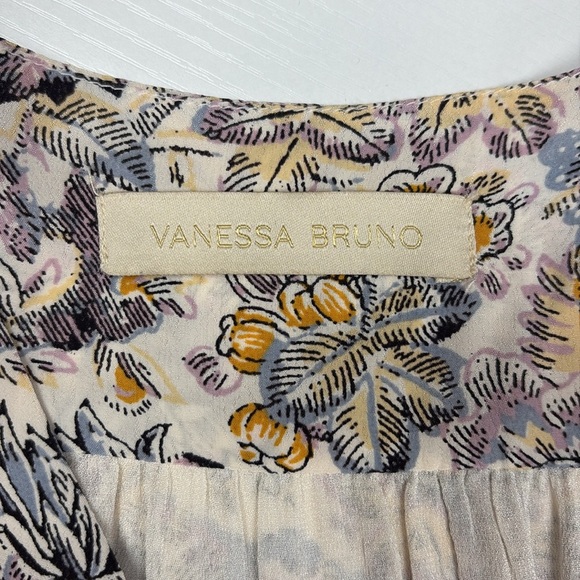 Vanessa Bruno Floral Surplice Faux Wrap Long Sleeve Mini Dress Boho Cream 8 - Picture 6 of 8